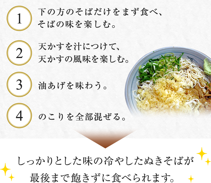 岐阜県岐阜市の蕎麦屋 名店更科の冷やしたぬきそばの通販 宅配サイト